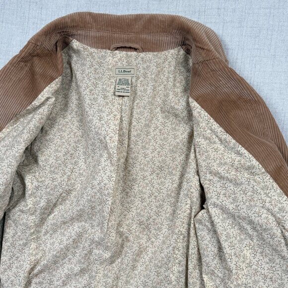 L.L. Bean Corduroy Blazer Tan Cotton Lined Three-Button Jacket Size 14 Reg - Picture 5 of 12